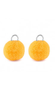 Pompom charm with loop 10mm - Silver-spectra yellow